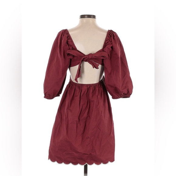 Anthropologie Forever That Girl Scalloped Bow Back Cutouts Mini S Dress - Picture 5 of 7